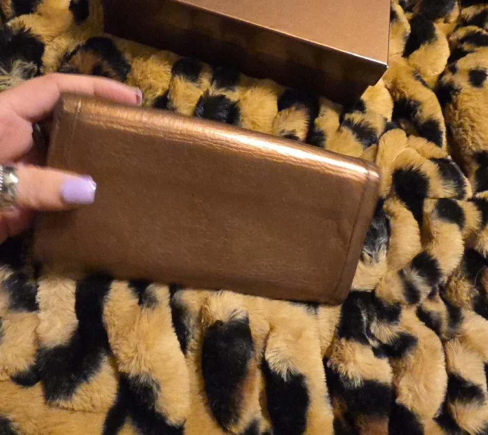 Gucci Metallic Brown Leather Continental Wallet with Double G